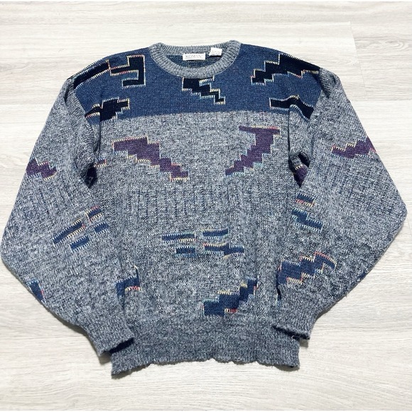 Koman Other - Koman‎ M Men's Vintage 80s 90s Grandpa Sweater Long Sleeve Abstract